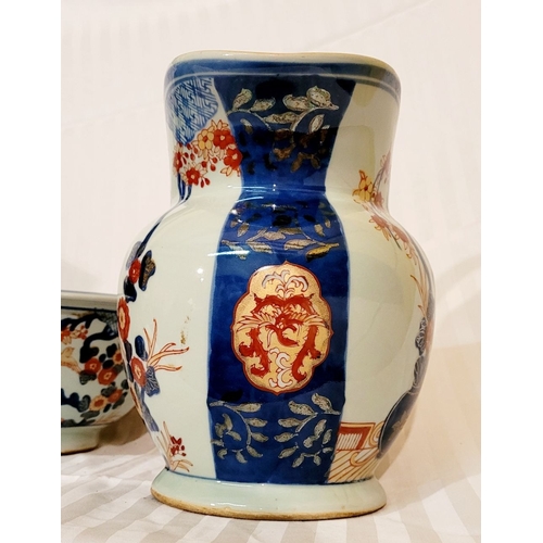 216 - A VERY GOOD QUALITY ANTIQUE VICTORIA WARE IRONSTONE PITCHER & BOWL, each with Amari style decoration... 