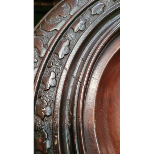 113 - A FINE 19TH CENTURY MAHOGANY CARVED & WOODTURNED WASH STAND, with a circular bowl holder to the top ... 