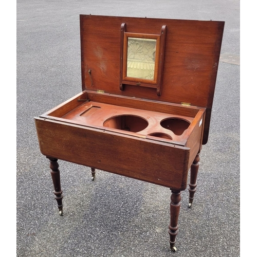 140 - A CHARMING LATE 19TH CENTURY MAHOGANY DROP-LEAF ECONOMY STYLE DRESSING TABLE, this multi-purpose ant... 