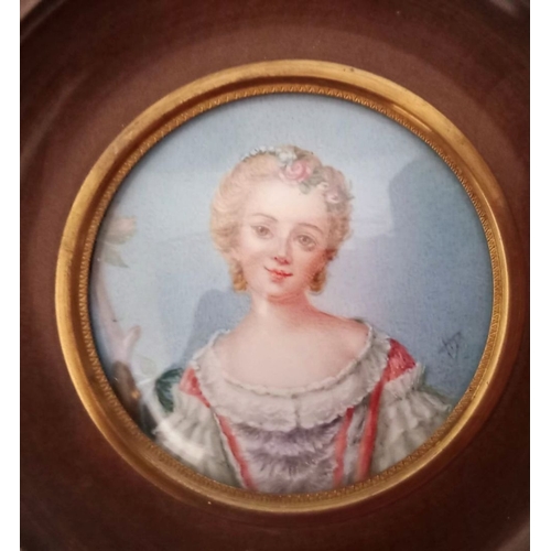 154 - A FRAMED MINIATURE PORTRAIT OF A YOUNG GIRL, 13.5cm square.