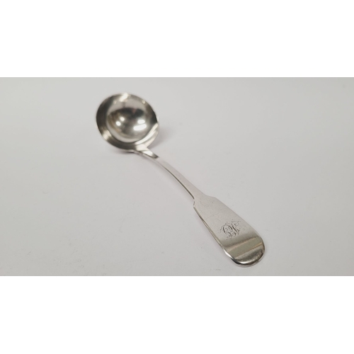 164 - AN EARLY 19TH CENTURY WILLIAM IV SILVER SAUCE LADLE, by P. Weekes, 15cm long, 1ozt.