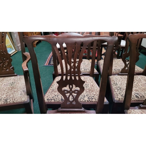 18 - A GOOD QUALITY SET OF LATE 19TH / EARLY 20TH CENTURY MAHOGANY DINING ROOM CHAIRS, with 6 chairs & 2 ... 