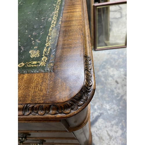 182 - AN EXCELLENT FLAME MAHOGANY PARTNERS DESK, with four panelled drawers to sides, one drawer to centre... 