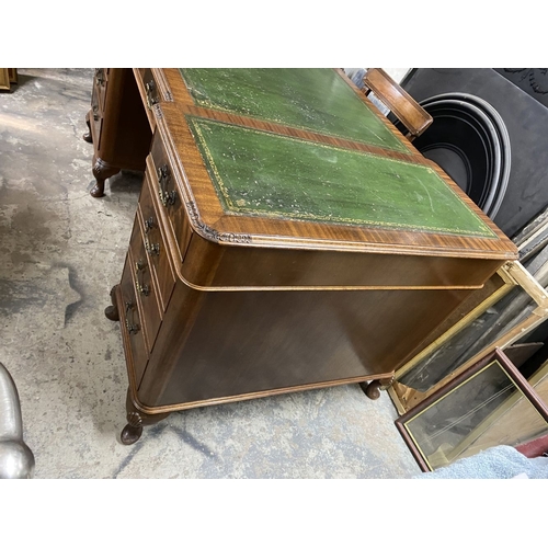 182 - AN EXCELLENT FLAME MAHOGANY PARTNERS DESK, with four panelled drawers to sides, one drawer to centre... 