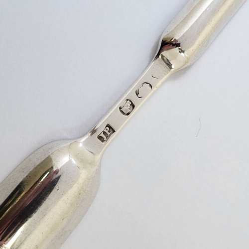 184 - AN IRISH GEORGE III SILVER MARROW SCOOP, Hallmarked Maker John Power, Dublin, c.1770. Of simple form... 