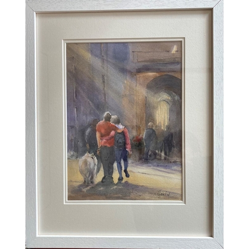 190 - NORMA HEALY, (IRISH, 20TH CENTURY), STROLLING IN RONDA, watercolour on paper. Signed lower right. Fr... 