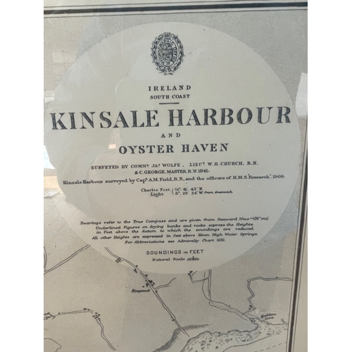 191 - A FRAMED ADMIRALTY CHART OF KINSALE HARBOUR AND OYSTERHAVEN, No 2053 Ireland south coast Kinsale Har... 