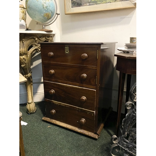 203 - A VICTORIAN MAHOGANY LIFT-TOP CABINET, date circa 1860, with turned handles