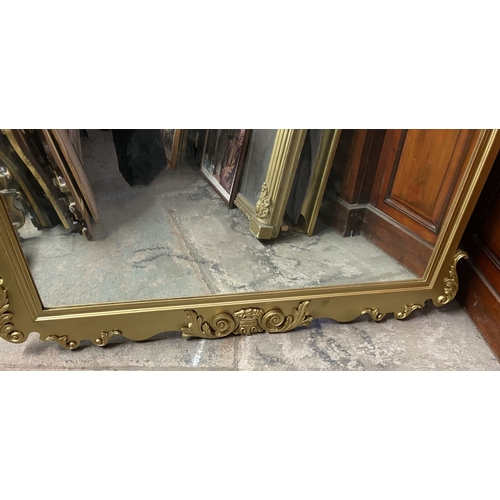 221 - AN EXCELLENT LARGE CARVED REGENCY STYLE GILT HALL/FLOOR MIRROR, with fluted gilt border, to frame wi... 