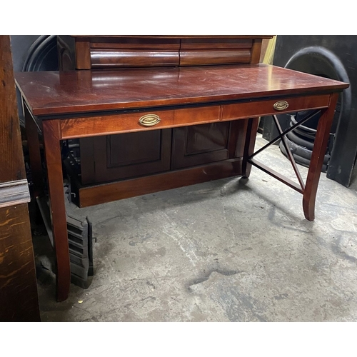 246 - AN IRISH MADE SINGLE DRAWER SIDE/ CONSOLE HALL TABLE, with an ‘x’ shaped support to the sides the le... 