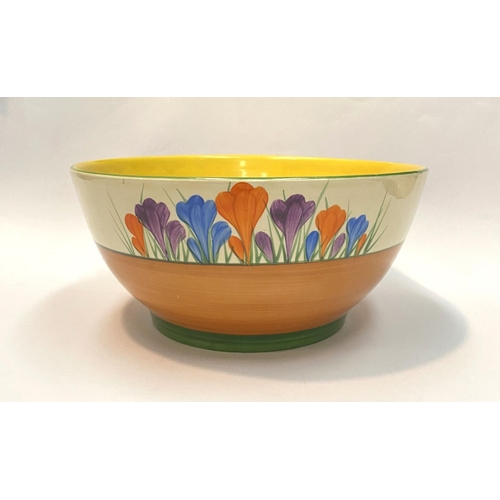 252 - AN ORIGINAL CLARICE CLIFF CROCUS PATTERN BOWL, c.1930, in the Havre shape, hand painted with crocus ... 