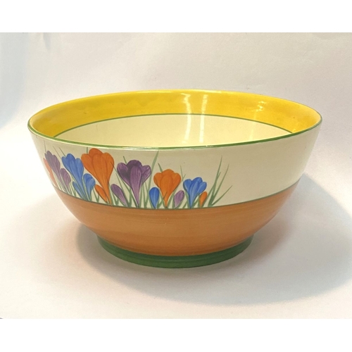 252 - AN ORIGINAL CLARICE CLIFF CROCUS PATTERN BOWL, c.1930, in the Havre shape, hand painted with crocus ... 