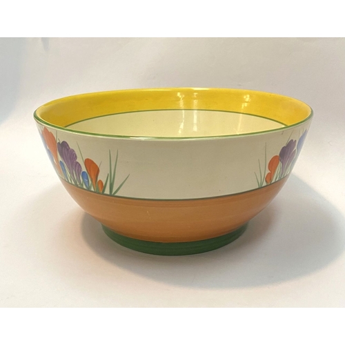 252 - AN ORIGINAL CLARICE CLIFF CROCUS PATTERN BOWL, c.1930, in the Havre shape, hand painted with crocus ... 