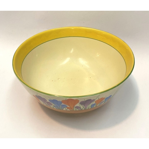 252 - AN ORIGINAL CLARICE CLIFF CROCUS PATTERN BOWL, c.1930, in the Havre shape, hand painted with crocus ... 