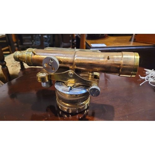 274 - A LATE 19TH / EARLY 20TH CENTURY BRASS HILGER & WATTS THEODOLITE, with maker’s name impressed to the... 