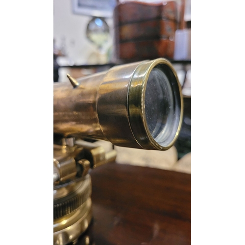 274 - A LATE 19TH / EARLY 20TH CENTURY BRASS HILGER & WATTS THEODOLITE, with maker’s name impressed to the... 