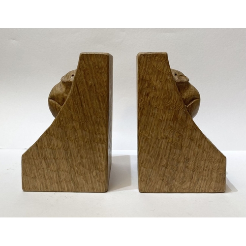 283 - A PAIR OF ROBERT THOMPSON ‘MOUSEMAN’ OAK CARVED BOOKENDS, attributed to Robert Thompson of Kilburn (... 