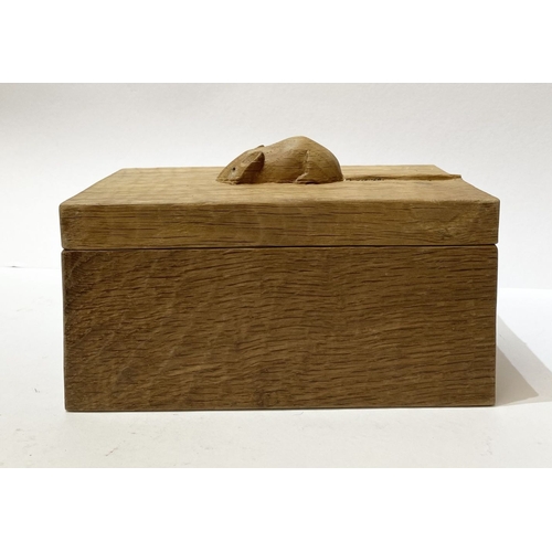 284 - A ROBERT THOMPSON ‘MOUSEMAN’ OAK CARVED BOX, attributed to Robert Thompson of Kilburn (1876–1955) wi... 