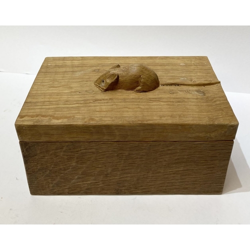 284 - A ROBERT THOMPSON ‘MOUSEMAN’ OAK CARVED BOX, attributed to Robert Thompson of Kilburn (1876–1955) wi... 