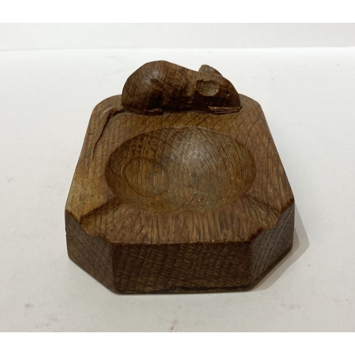 286 - A ROBERT THOMPSON ‘MOUSEMAN’ OAK CARVED ASHTRAY, attributed to Robert Thompson of Kilburn (1876–1955... 