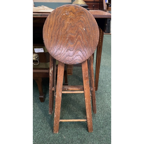 290 - A 19TH CENTURY CIRCULAR TOPPED FOLDING STEPSTOOL, dimensions: 61cm high x 56cm wide when opened appr... 