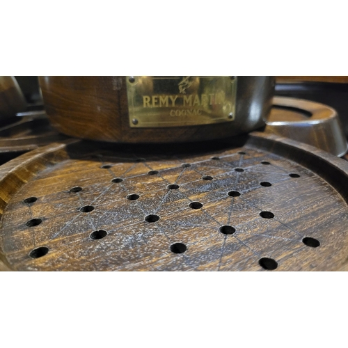 300 - A REMY MARTIN COGNAC BARRELL GAME SET, the barrel divides into separate game boards; comes with pegs... 