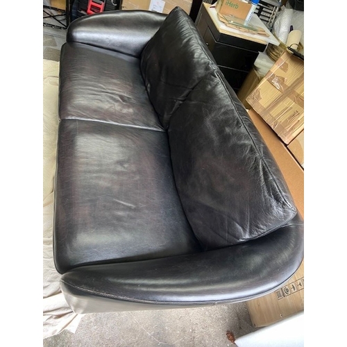 348 - A GOOD ‘HEAL’S OF LONDON’ RAVENNA DARK BROWN LEATHER SOFA, lovely shape to the piece, upholstery in ... 