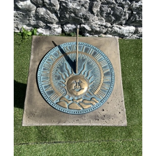 358 - A GARDEN ORNAMENT IN THE FORM OF A SUNDIAL MOUNTED ON A PLINTH. 4ft tall approximately.