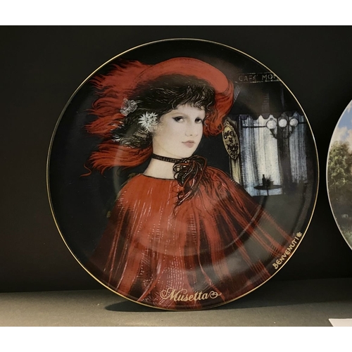 368 - TWO COLLECTABLE GERMAN & ITALIAN PAINTED PORCELAIN PLATES TO INCLUDE (i) Roccardo Benvenuti Musetta ... 