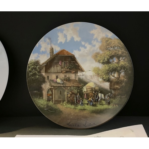 368 - TWO COLLECTABLE GERMAN & ITALIAN PAINTED PORCELAIN PLATES TO INCLUDE (i) Roccardo Benvenuti Musetta ... 