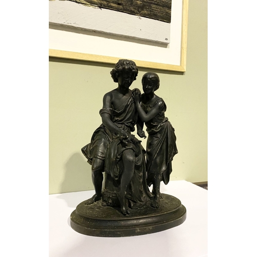 62 - IN THE STYLE OF MATHURIN MOREAU (French 1822-1912), bronze sculpture depicting male and female figur... 