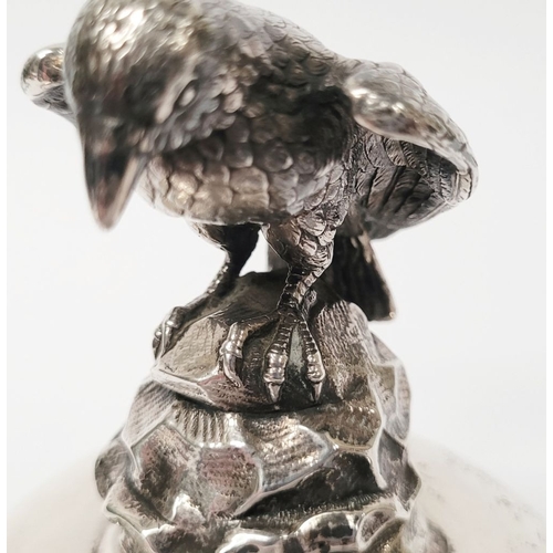 8 - A VERY UNUSUAL & WONDERFULLY MADE LATE 19TH CENTURY SILVER MODEL OF A RAVEN, heavy; could be used as... 