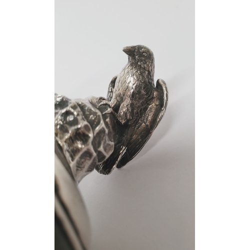 8 - A VERY UNUSUAL & WONDERFULLY MADE LATE 19TH CENTURY SILVER MODEL OF A RAVEN, heavy; could be used as... 