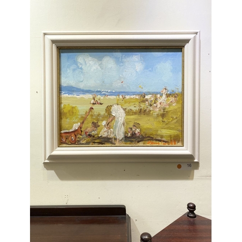 83 - MARIE CARROL (Irish, 20th Century), ‘FAMILY’, oil on board, signed lower right, inscribed verso with... 