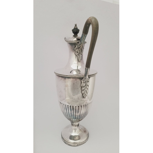 85 - AN ELEGANT 19TH CENTURY SILVER PLATE EWER SHAPED COFFEE / HOT WATER POT, circa 1890, by Elkington & ... 