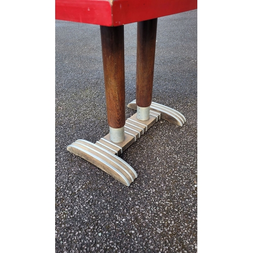 87 - A MID CENTURY FORMICA TOPPED TABLE / CONSOLE / HALL TABLE, 	rectangular in shape, a great retro piec... 