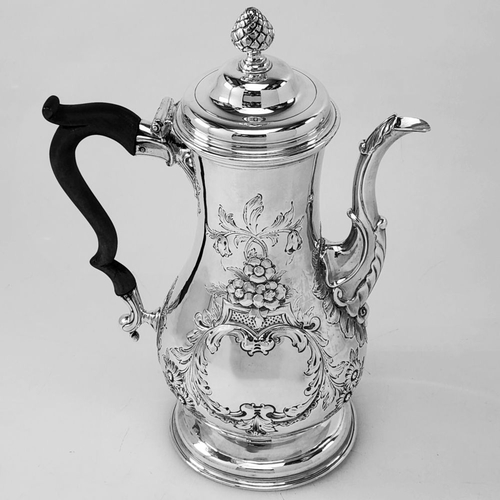 9 - AN EXCEPTIONAL IRISH SILVER – CORK MADE- GEORGE III PROVINCIAL COFFEE POT, with finial to cover, bla... 