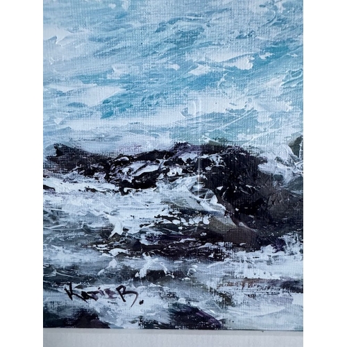 99 - KATIE BUTTIMER (Irish, 20th Century), ‘CLOGHER BEACH LOOKING OUT AT AN FEAR MARBH’, acrylic on paper... 