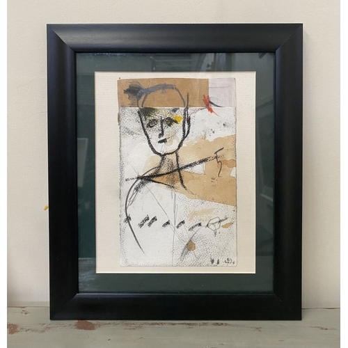 100 - JOHN KINGERLEE (Irish, b.1936), ‘HEAD’, mixed media on paper, artists mark lower right, inscribed wi... 