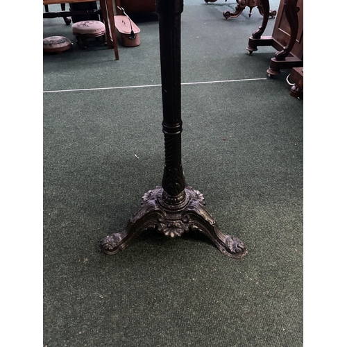 106 - A RARE 19TH CENTURY FRENCH CAST IRON BISTRO TABLE, with original circular marble top on painted colu... 