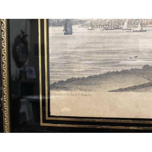 12 - TWO ORIGINAL FRAMED LITHOGRAPHS DEPICTING VIEWS OF CORK, (i) ‘Back of Haulbowline & View down the Ha... 