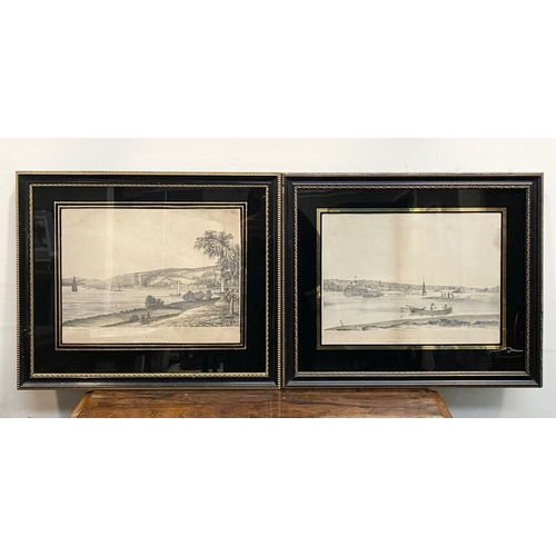 12 - TWO ORIGINAL FRAMED LITHOGRAPHS DEPICTING VIEWS OF CORK, (i) ‘Back of Haulbowline & View down the Ha... 