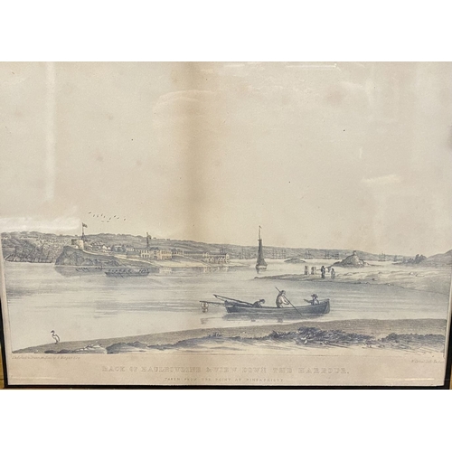 12 - TWO ORIGINAL FRAMED LITHOGRAPHS DEPICTING VIEWS OF CORK, (i) ‘Back of Haulbowline & View down the Ha... 