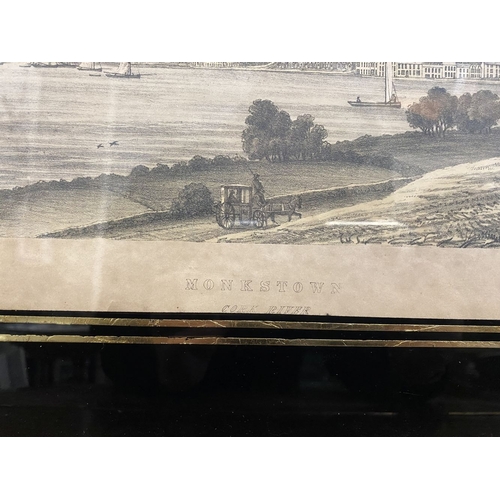 12 - TWO ORIGINAL FRAMED LITHOGRAPHS DEPICTING VIEWS OF CORK, (i) ‘Back of Haulbowline & View down the Ha... 