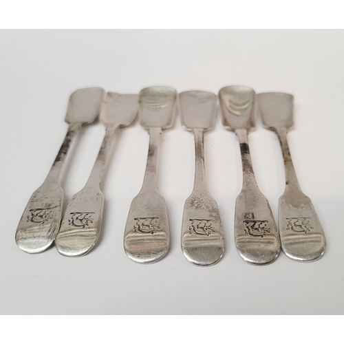 121 - A UNIQUE SET OF SIX GEORGE III IRISH SALT SHOVEL SPOONS, Hallmarked Maker John E for Matthew West, D... 