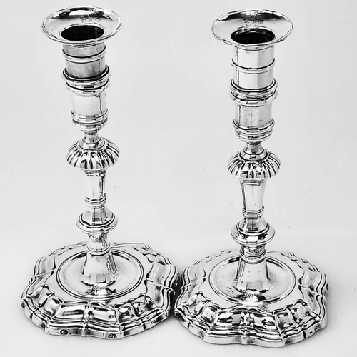 132 - AN EXCELLENT PAIR OF IRISH – DUBLIN MADE – GEORGE II SILVER CANDLESTICKS, Hallmarked Maker Thomas Wa... 