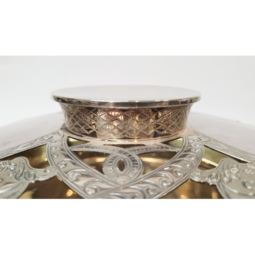 14 - AN IRISH – DUBLIN - SILVER POT POURRI / FLOWER BOWL AND COVER, the body with two c-scroll handles wi... 