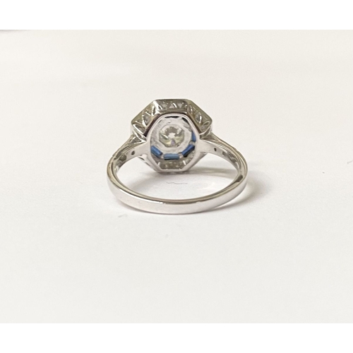 2 - AN EXCEPTIONAL 18CT SAPPHIRE AND DIAMOND TARGET RING, with large central round brilliant cut diamond... 