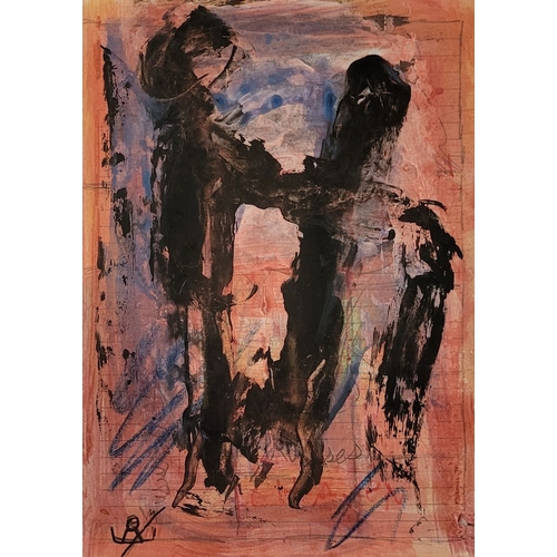 23 - JOHN KINGERLEE, (IRISH 20TH CENTURY), FIGURATIVE STUDY, mixed media on paper, signed lower left with... 