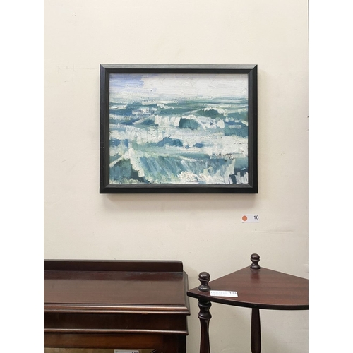 27 - MARTIN STONE (Irish, 20th Century), ‘WILD ATLANTIC COAST’, oil on canvas, signed verso, titled and d... 